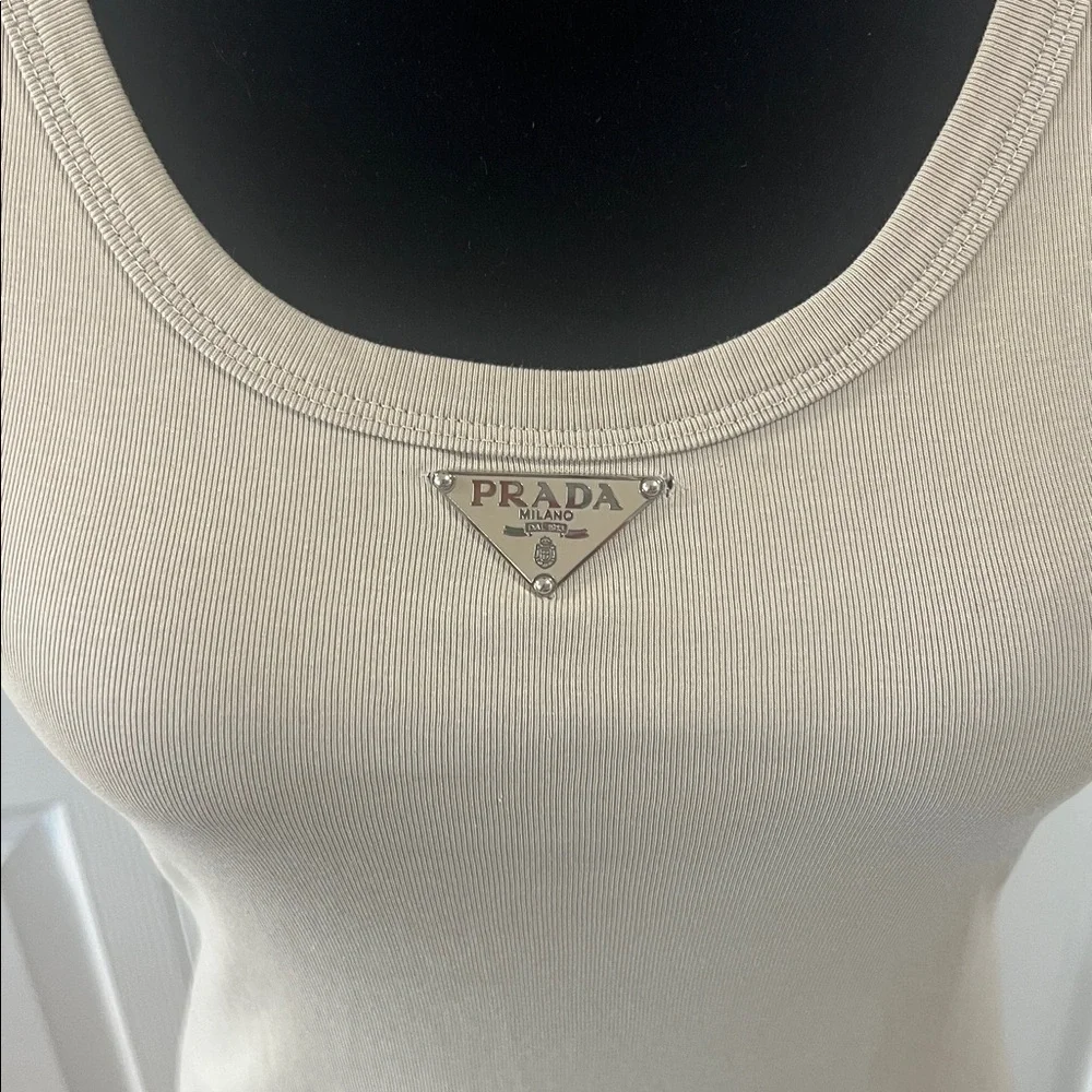 Prada Knit Ribbed Triangle Logo Dress - Picture 6 of 13